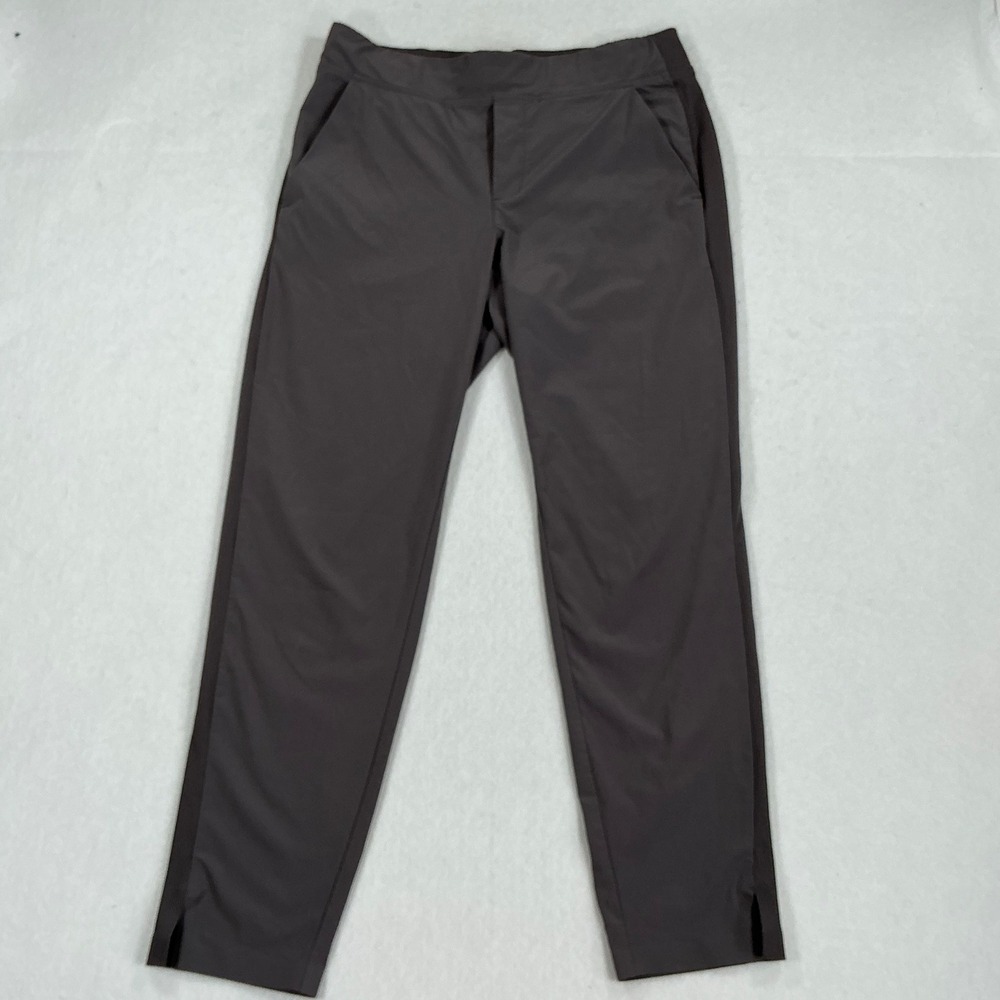 Athleta Womens Hybrid Performance Pants Gray Ribbed Side Panel Tapered Size 6 - Picture 1 of 6
